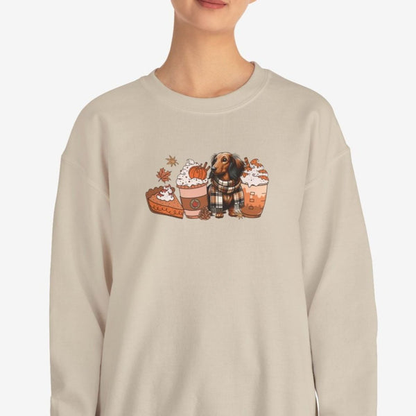 Longhaired Dachshund Autumn Sweatshirt for Women - Crew Sweatshirt